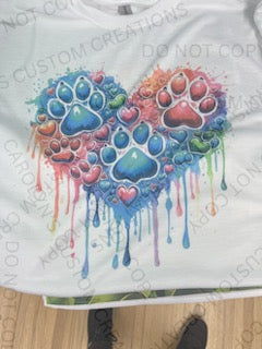 Heart Paw Print Drip T-Shirt